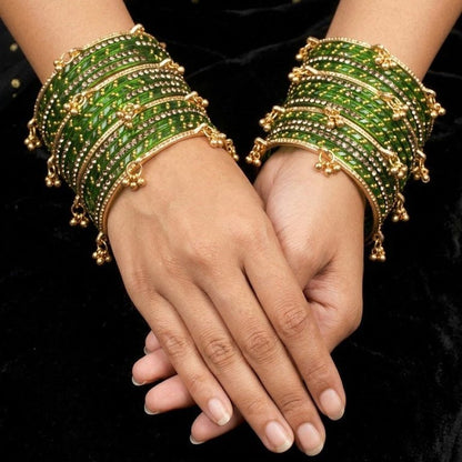 Kashmiri Ghungroo & Emerald Glass Chooriyan - Riwaaj