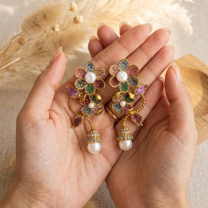 Secret Garden Floral Cascade Earring - Riwaaj