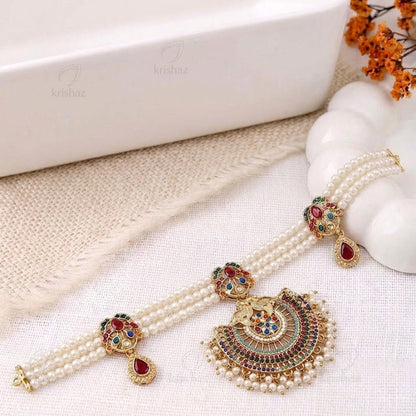 Heritage Naurattan Crescent Moon 3 - Piece Choker Set - Riwaaj
