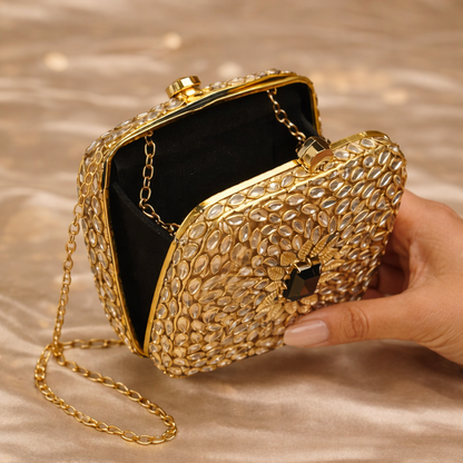 Kundan Bug Box Clutch – Antique Handcrafted Evening Bag