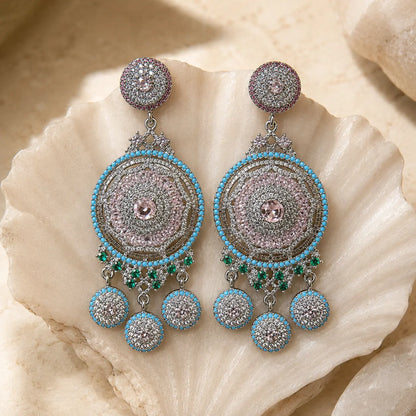 Afsana multicolour crystal medallion earrings product view