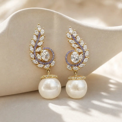 Meher Purple paisley pearl earrings product view