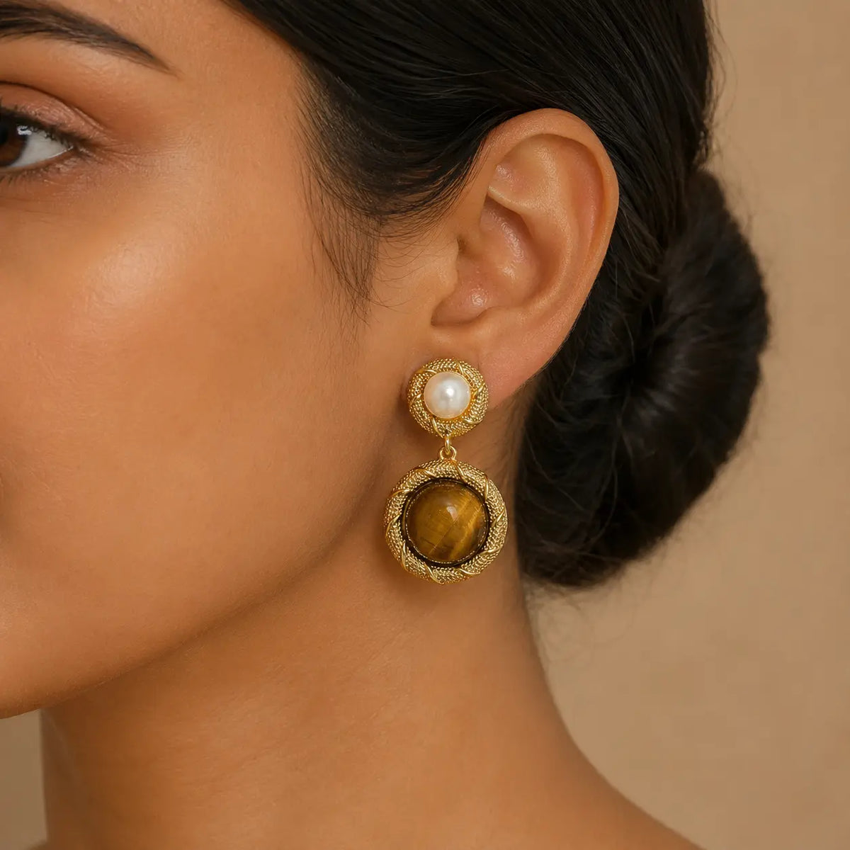 Zareen earrings worn by model
