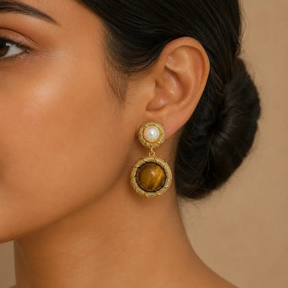 Zareen earrings worn by model