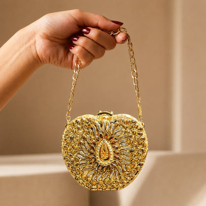 The Moonlit Dew – Bridal Evening Bag with Chain