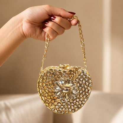 The Moonlit Dew – Bridal Evening Bag with Chain