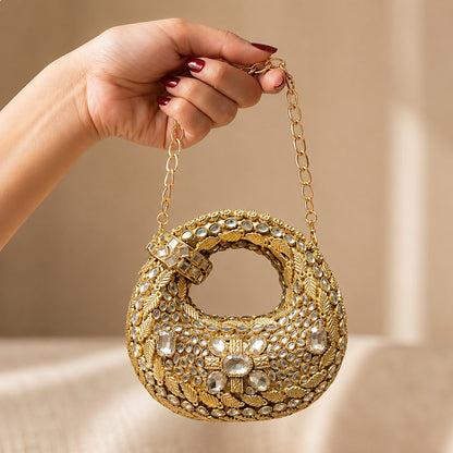 Solitaire Charm – Bridal Evening Bag with Chain