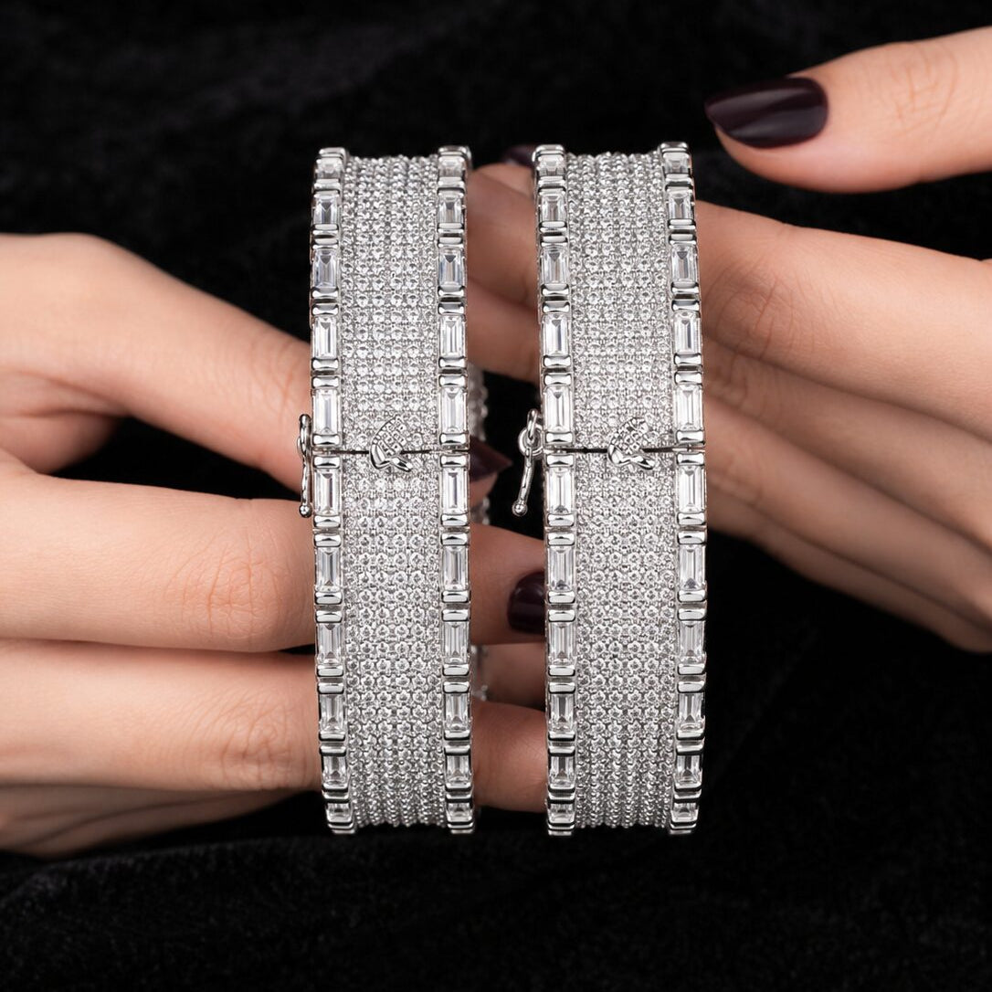 Noor-e-Sehar Silver Baguette Bangle Pair 2