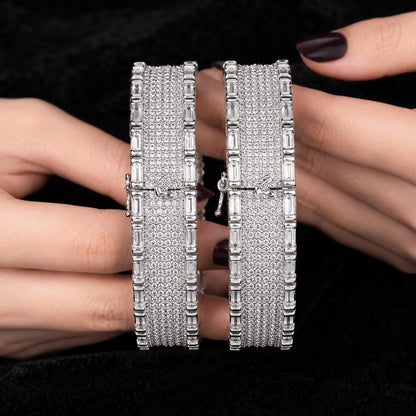 Noor-e-Sehar Silver Baguette Bangle Pair 2