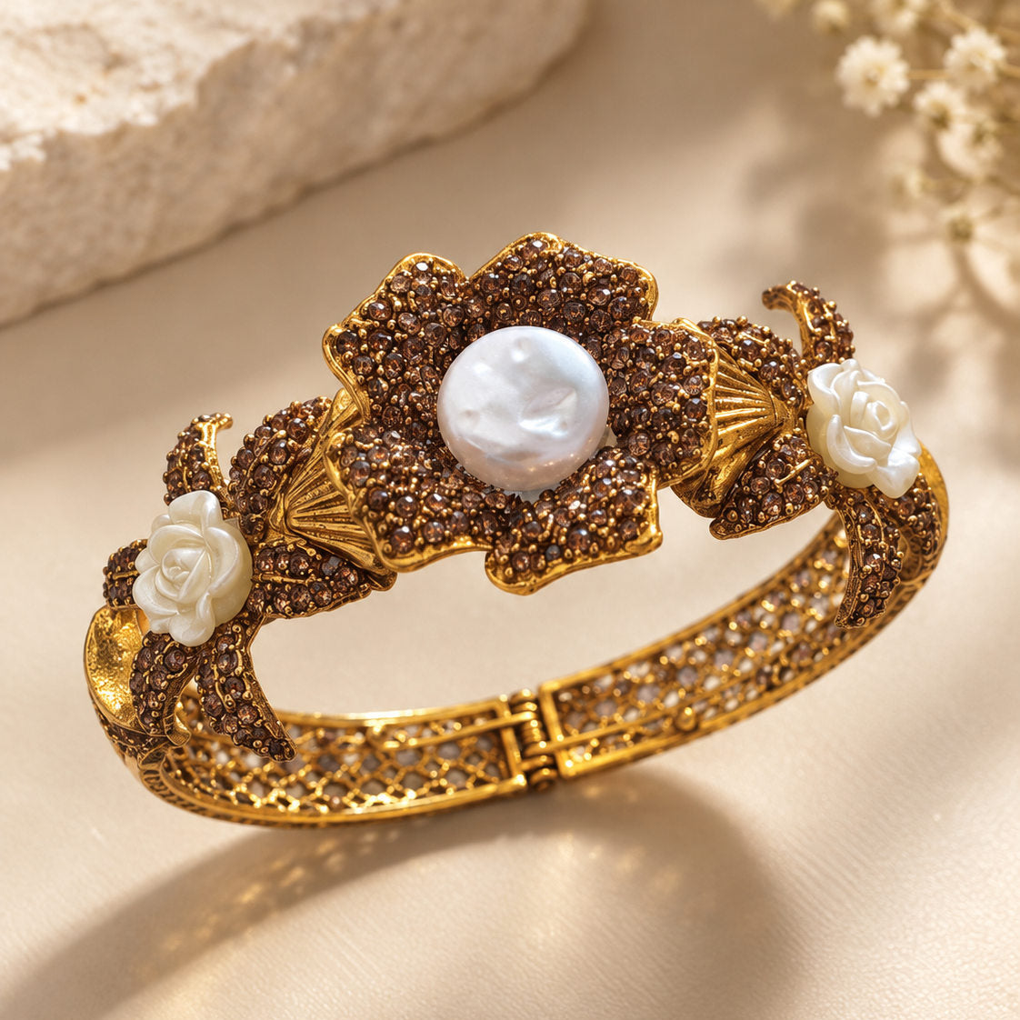 Gulrukh Floral Statement Bangle