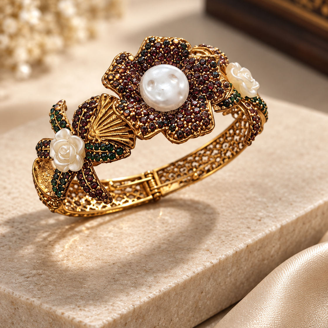 Gulrukh Floral Statement Bangle