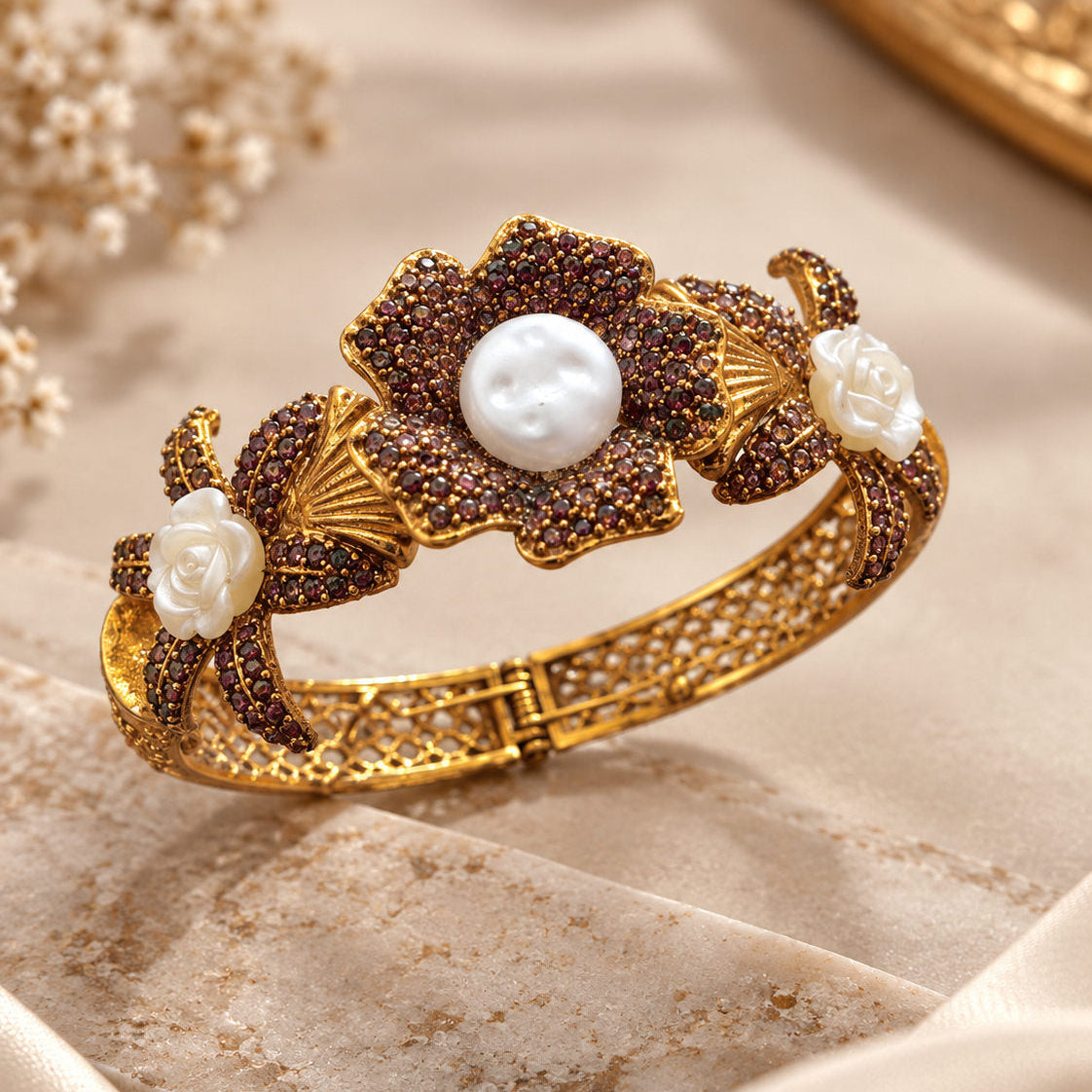Gulrukh Floral Statement Bangle
