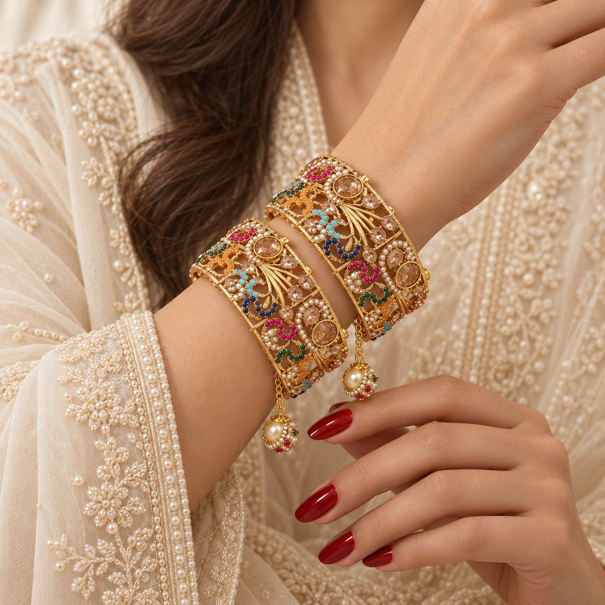 Noor-e-Kangan Multicolour Filigree Bangles (Pair)