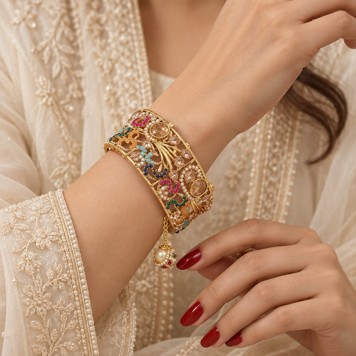 Noor-e-Kangan Multicolour Filigree Bangles (Pair)