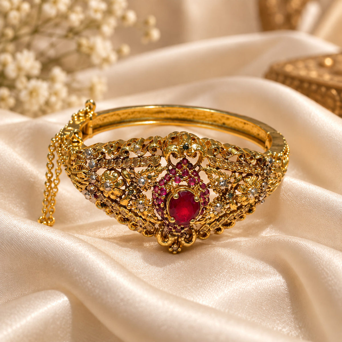 Meera Filigree Gemstone Bangle