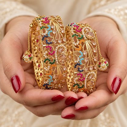 Noor-e-Kangan Multicolour Filigree Bangles (Pair)