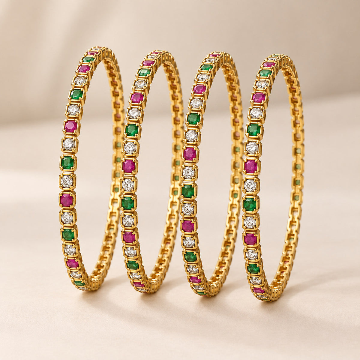 Rangini Red & Green Four-Piece Bangle Set