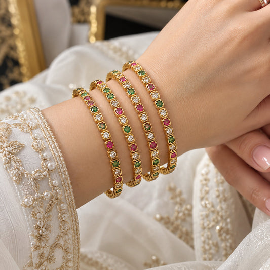 Rangini Red & Green Four-Piece Bangle Set