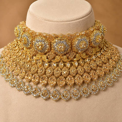 Shahkaar champagne kundan necklace detail