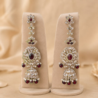 Noor-e-Mahal ruby red kundan bridal earrings