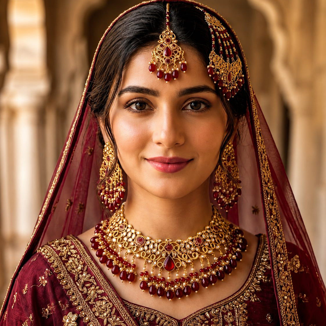 Shehzaadi Ruby Kundan Bridal Jewellery Set