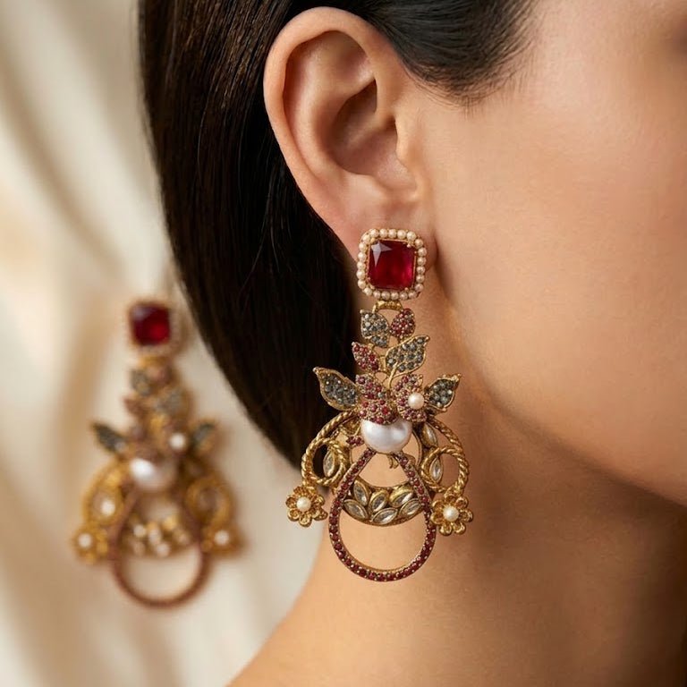 Royal Empress Floral Chandbalis - Riwaaj