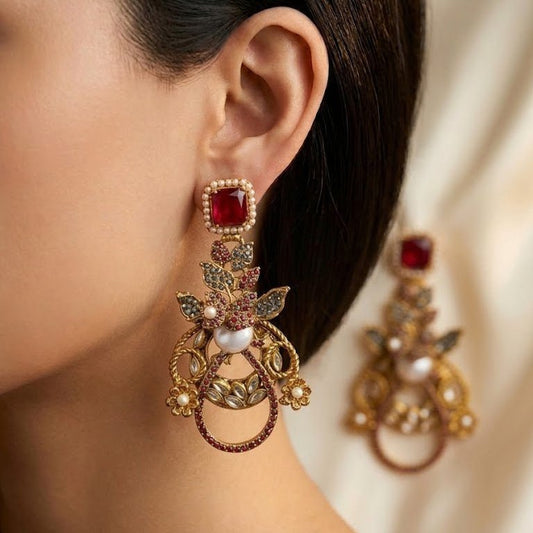 Royal Empress Floral Chandbalis - Riwaaj