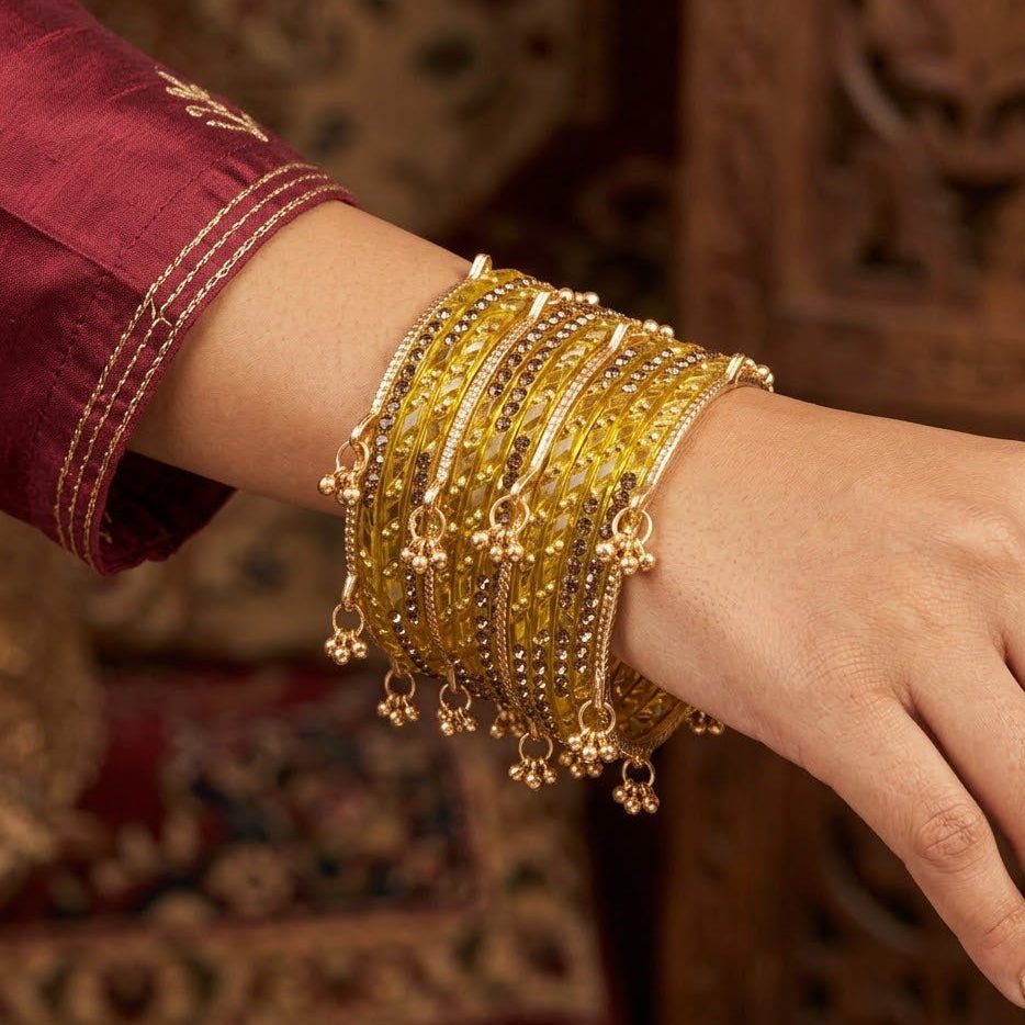 Kashmiri Ghungroo & Yellow Glass Chooriyan - Riwaaj