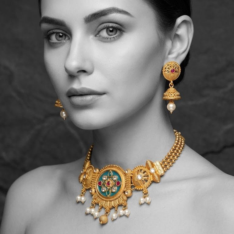 Royal Meenakari Heritage Necklace Set - Riwaaj