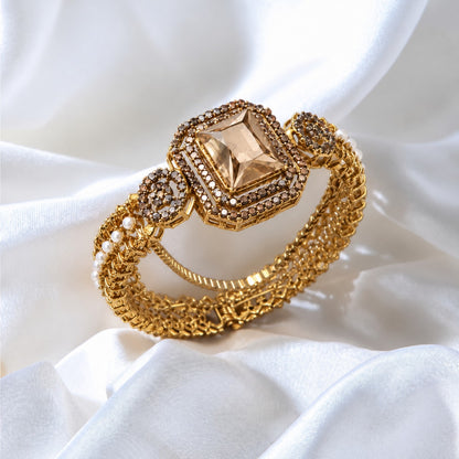 Rang-e-Noor Rectangular Stone Cuff Bangle