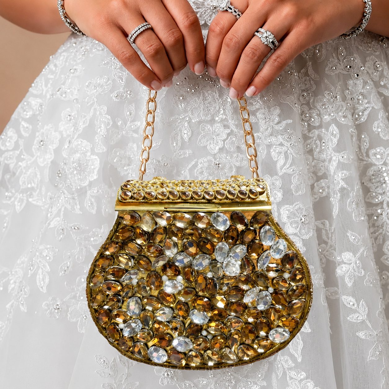 Artifact Clutch – Bridal Evening Bag with Chain