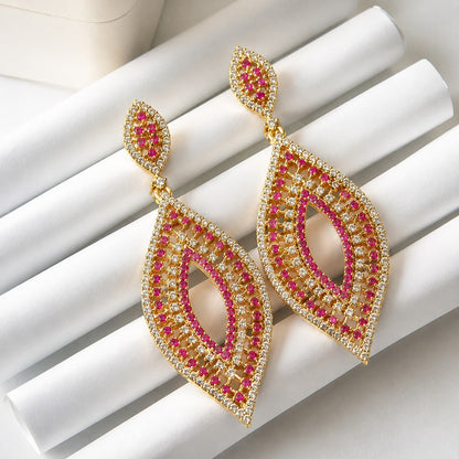 Ruby CZ Marquise Drop Earrings