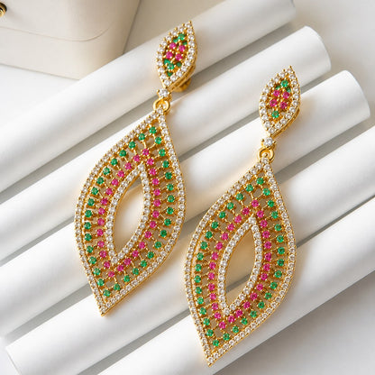 Ruby CZ Marquise Drop Earrings