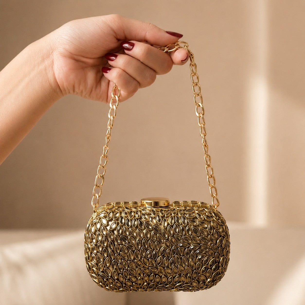 Byzantine Glow – Bridal Evening Bag with Chain