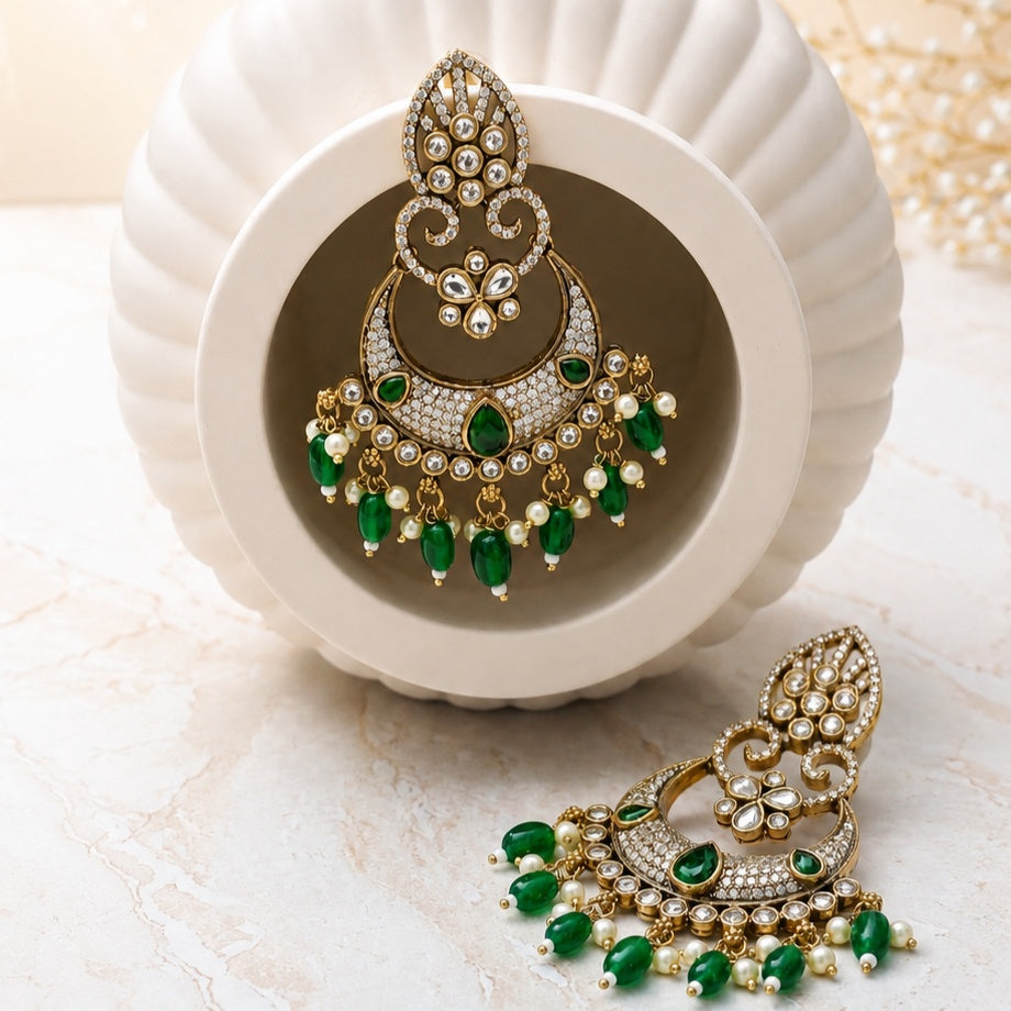 Emerald Pearl Drop Earrings