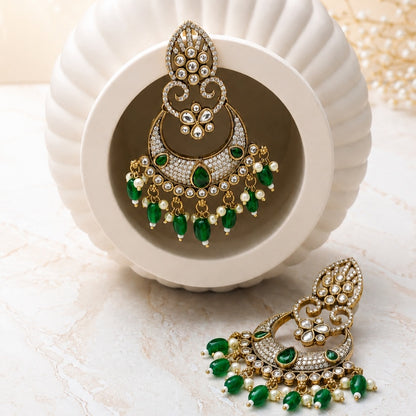 Emerald Pearl Drop Earrings