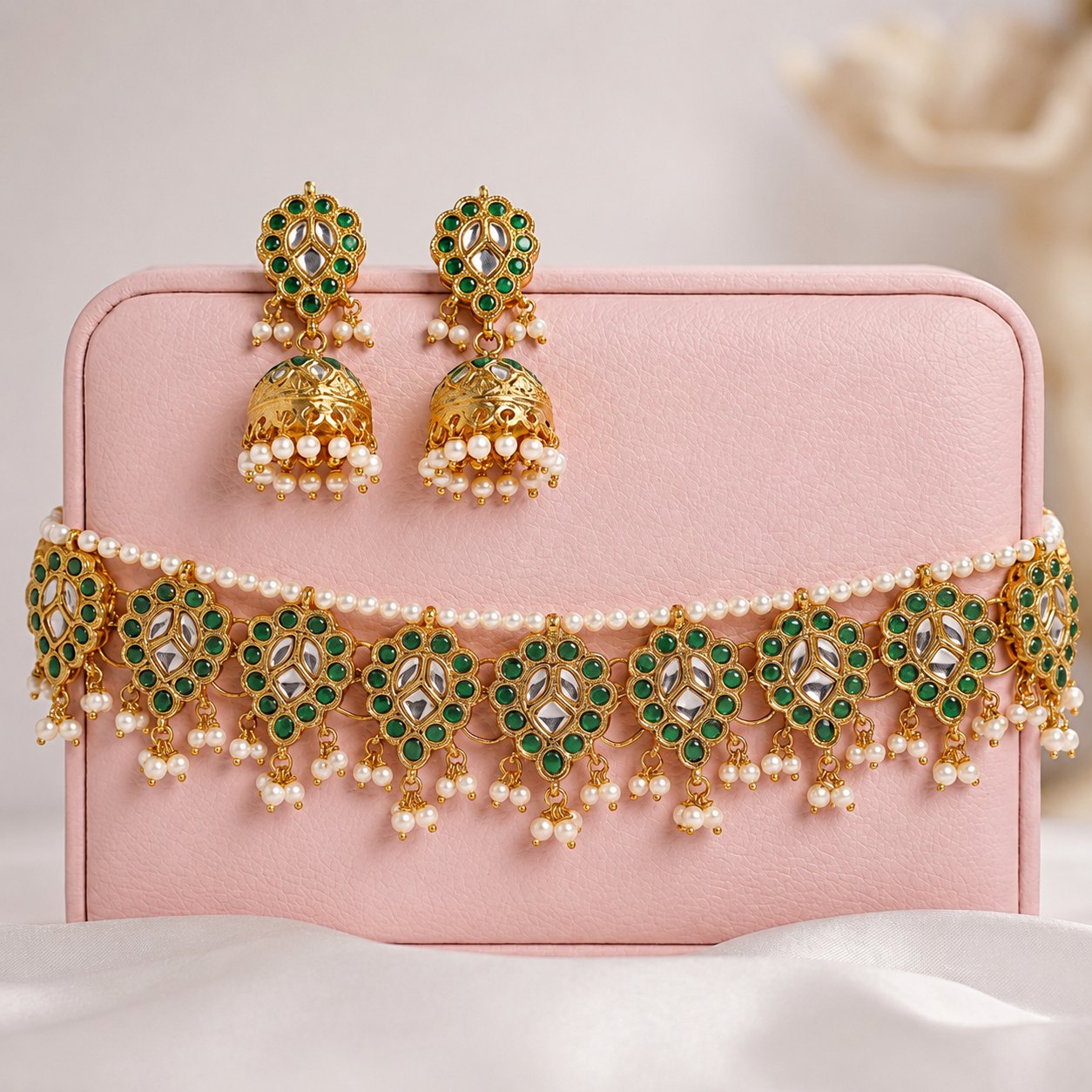 Emerald Glint Kundan Choker Set