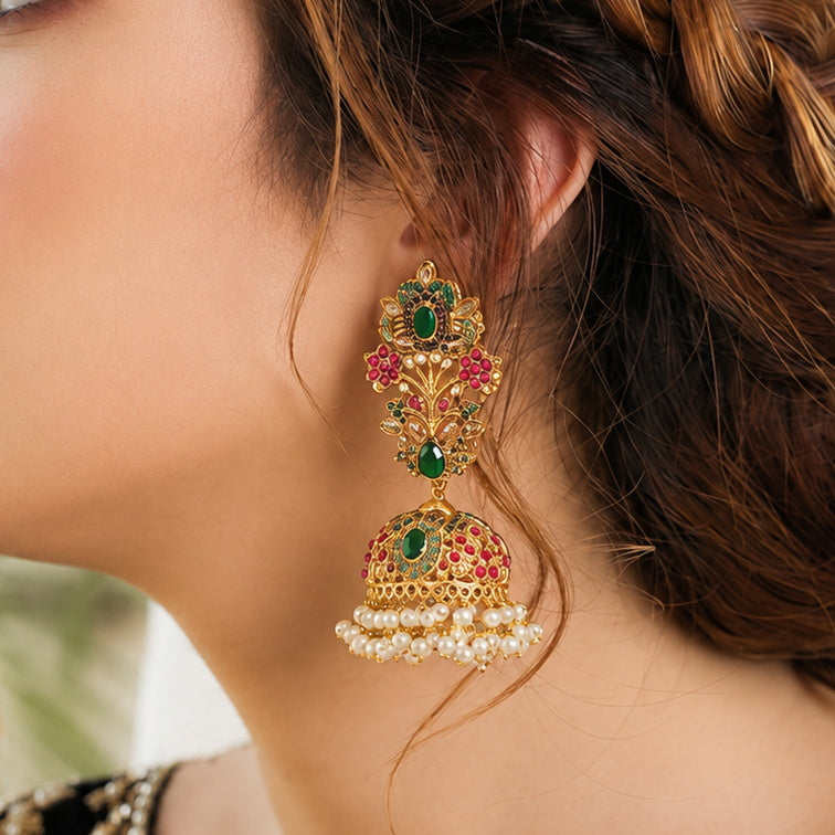 Splendid Navratan Jhumka