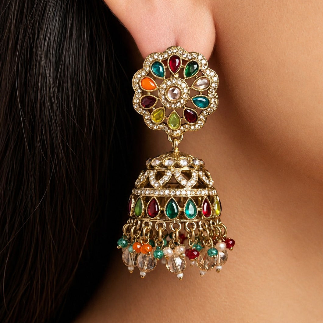 Naurang Multicolour Jhumka Earrings
