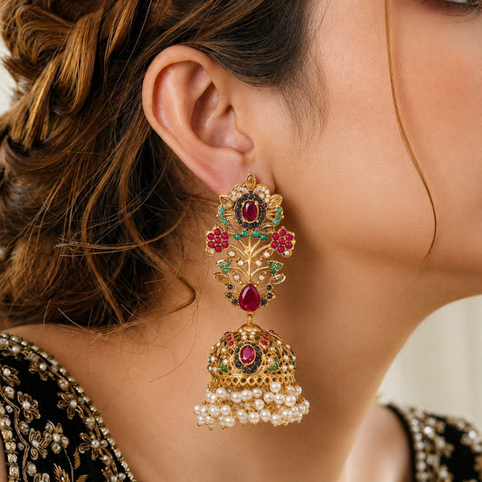 Splendid Navratan Jhumka