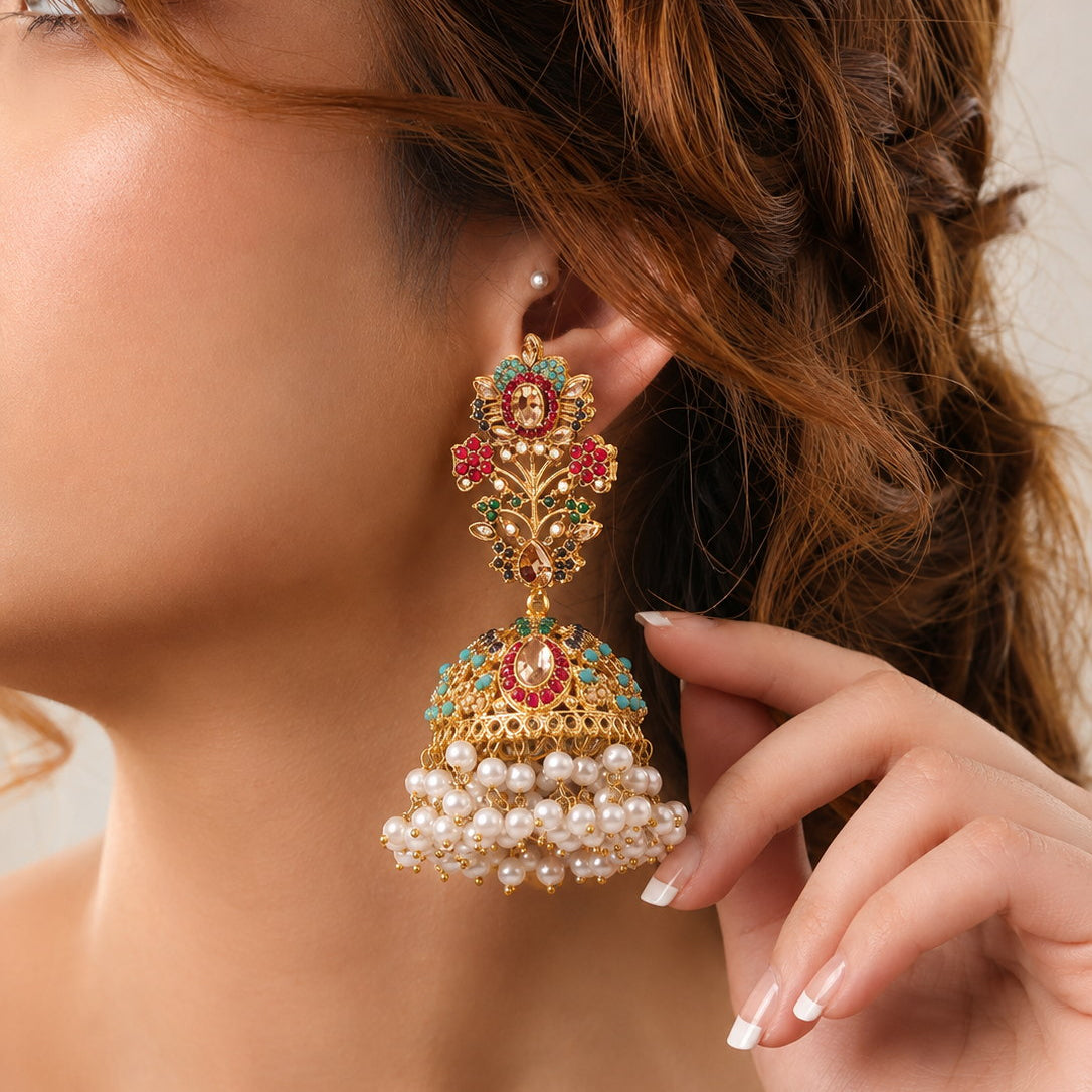 Splendid Navratan Jhumka
