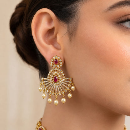 Gold Polki Choker Necklace & Earrings Set | Green & Ruby