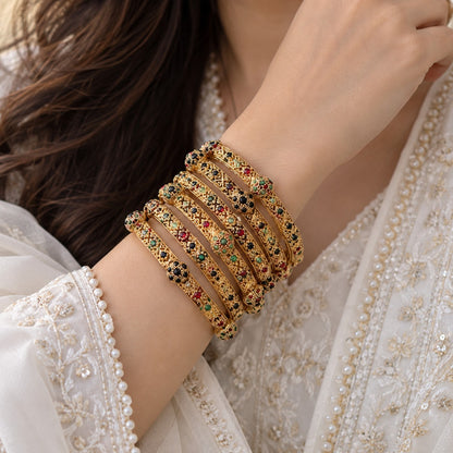 Shaan Multicolour Filigree Seven-Piece Bangle Set