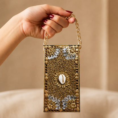 Velour Noir Jewel Clutch – Bridal Evening Bag with Chain