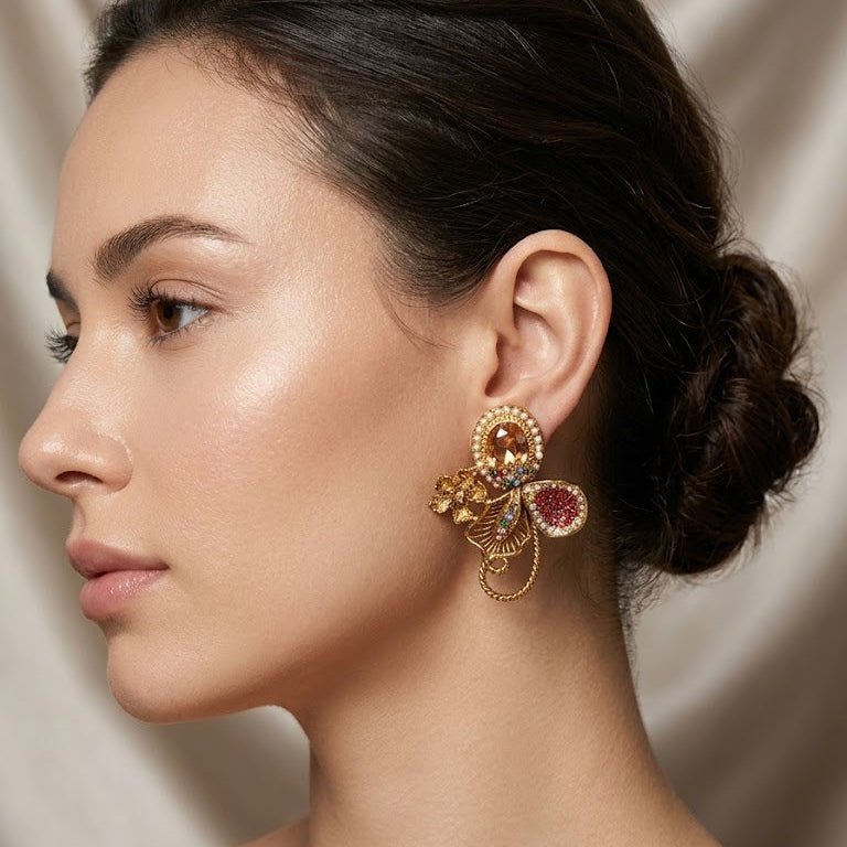 Azure Garden Pearl Studs - Riwaaj