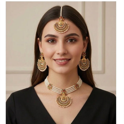 Heritage Naurattan Crescent Moon 3 - Piece Choker Set - Riwaaj