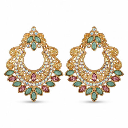 Gold And Silver Crescent Moon Drop Earrings