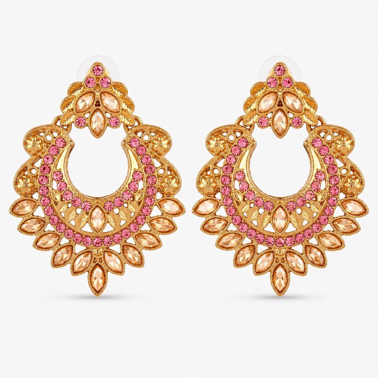 Gold And Silver Crescent Moon Drop Earrings