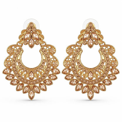 Gold And Silver Crescent Moon Drop Earrings