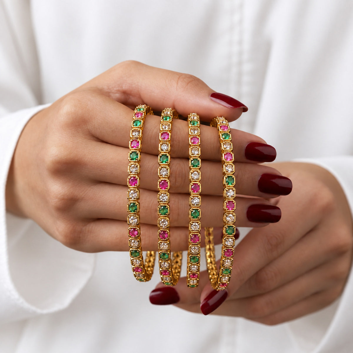 Rangini Red & Green Four-Piece Bangle Set